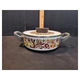 Vtg Fancipans Brown Paisley Enamel Casserole Pot