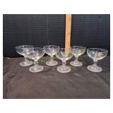(6) Vtg Bubble Foot Clear Sherbert Dishes