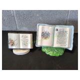(2) Ceramic Open Bible Planter Figurines