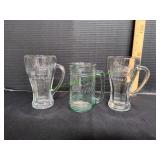 (3) Glass Coca-Cola Mugs