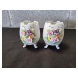 (2) Vtg Lefton Hand-Painted Egg-Shaped Vases