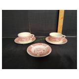 (2) Vtg Memory Lane Pink Teacup w/ Saucers