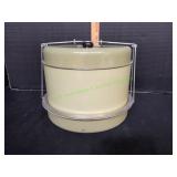 Vtg Avocado Green Metal Pie & Cake Carrier