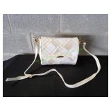 Vtg White & Beige Tones Patchwork Shoulder Bag