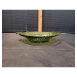 Vtg Indiana Glass Avocado Green Honeycomb Dish