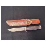 Vtg Schrade-Walden H-15 Fixed Blade Knife w/Sheath
