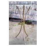 Vtg Brass-Plated Tripod Side Table