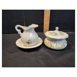 Vtg Mini Wash Basin w/ Pitcher & Lidded Dish