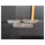 (3) Glass Relish Dishes