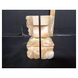 Vtg Hand Carved Marble Mayan Bookends