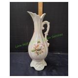 Vtg 14" Hand-Painted Ceramic Pearlescent Jug Vase