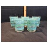 (5) Vtg Turquoise w/ Silver Band Tumblers