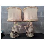 (2) Vtg MCM Chalkware Figural Table Lamps