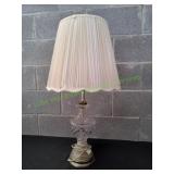 Vtg Clear Pressed Glass Table Lamp w/ Shade