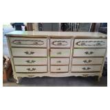 French Provincial Lowboy 9-Drawer Dresser