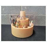 Rotating Art Caddy w/ Paint Brushes & More