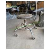 Vtg Adjustable Industrial Stool on Casters