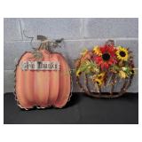 (2) Fall Pumpkin Decorative Wall Art