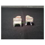 (2) Vtg Mini Porcelain Grand Piano Trinket Boxes