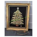 Framed Vtg Costume Jewelry Christmas Tree