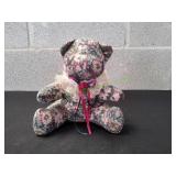 Vtg Floral Print Teddy Bear by Three & Three