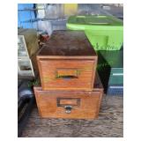 (2) Wood Card Cabinets w/ Mixed Cassette Tapes