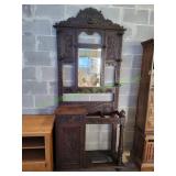 Vtg Flemish-Style Carved Oak Hall Tree