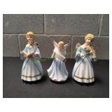 (3) Vtg Musical Porcelain Angel Figurines