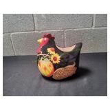 Black Ceramic Hen Planter