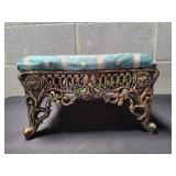 Vtg Ornate Cast Iron Victorian Style Foot Stool