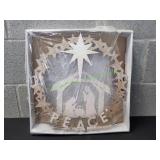 Wooden Nativity Scene Christmas Wreath