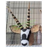 Large Handwoven Rattan Gazelle Wall Mount