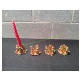 (4) Gold-Tone Angel Candlestick Holders