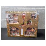 Harvest Season 8pc Porcelain Lighted House Set