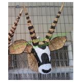 Large Handwoven Rattan Gazelle Wall Mount