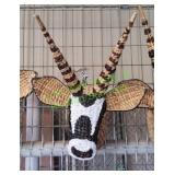 Large Handwoven Rattan Gazelle Wall Mount