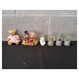 Lot of Teddy Bear Figurines & Mini Snow Globes