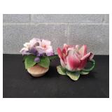 (2) Capodimonte Porcelain Flower Figurines