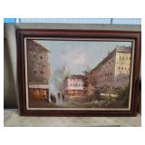Framed Paris Street Scene by K. Polary