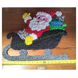 Vtg Melted Plastic Popcorn Santa in a Sleigh