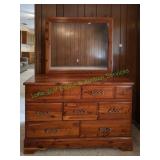 Rustic Wooden 7-Drawer Dresser w/ Mirror