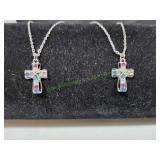 (2) 18" Swarovski Crystal Cross Pendants