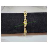 Vtg Micro Mosaic Rose Linked Bracelet