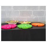(3) Plastic Divided Serving Trays & More