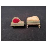 (2) Vtg Metal Grand Piano Pin Cushions