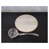 Vtg Mirror Vanity Tray w/ Glass Ladle
