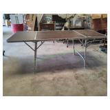 Vtg Portable Faux Wood Aluminum Folding Table