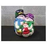 11" Snowman Trio Blown Glass Tabletop Display