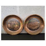 (2) Vtg 9.5" Cooper Isreal Decorative Plates