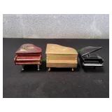 (3) Vtg Piano Musical / Trinket Boxes